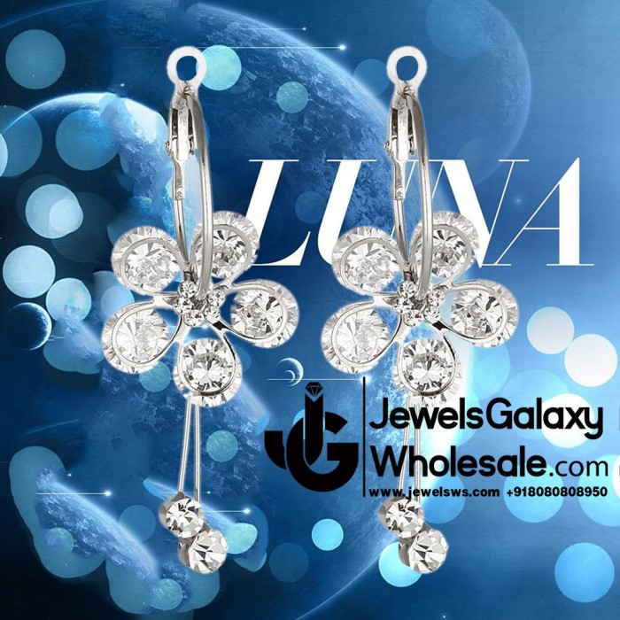 Floral Platinum Plated Crystal Earrings 1517